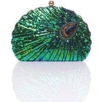 AJVANI Women's Evening Sequin Peacock Prom Party Clutch Bag in Green
