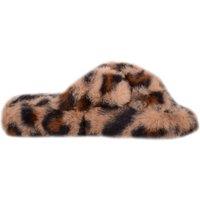 ABSOLUTE FOOTWEAR Women's Childrens Slip On Faux Fur Criss Cross Peep Toe Open Back Slippers | Size: 1-2