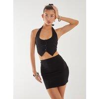 Pink Vanilla Women's Bengaline Tie Waistcoat in Black | Size: Large