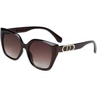 Pavers Women's Square Frame Sunglasses with Gold Detail in Brown