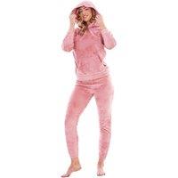 Keanu Women's Heart Fleece Pull Over Long Pyjama Set in Pink | Size: 16-18