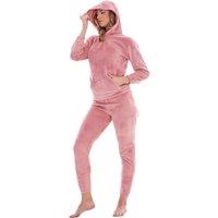 Keanu Women's Fleece Pull Over Long Pyjama Set in Pink | Size: 8-10