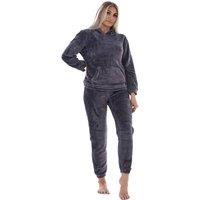 Keanu Women's Fleece Pull Over Long Pyjama Set in Charcoal | Size: 12-14
