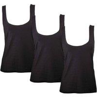 Keanu Women's Cotton Blend Vest Top (Pack of 3) in Black | Size: 20