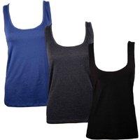 Keanu Women's Cotton Blend Vest Top (Pack of 3) in Charcoal | Size: 12