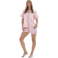 Keanu Women's Satin Short-Sleeved Short Pyjama Set in Pink | Size: 8-10