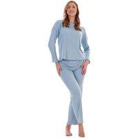 Keanu Women's Waffle Long Pyjama Set in Baby Blue | Size: 20-22