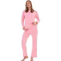 Keanu Women's Waffle Long Pyjama Set in Pink | Size: 12-14
