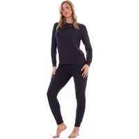 Keanu Women's Ribbed Long Pyjama Set in Black | Size: 12-14