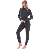 Keanu Women's Ribbed Long Pyjama Set in Dark Grey | Size: 12-14