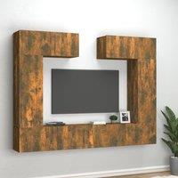 Berkfield Home 6 Piece TV Cabinet Set Smoked Oak Engineered Wood in Brown