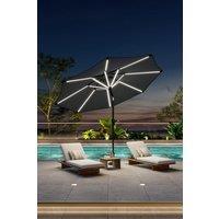 Garden Sanctuary Solar Powered LED Garden Parasol Patio Umbrella without Base in Dark Grey