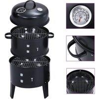 Berkfield Home 3-in-1 Charcoal Smoker BBQ Grill 40x80 cm in Black