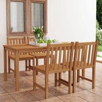 Berkfield Home 5 Piece Garden Dining Set Solid Teak Wood in Brown