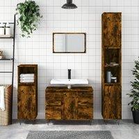 Berkfield Home Bathroom Cabinet Smoked Oak 80x33x60 cm Engineered Wood in Brown | Size: 80 x 33 x 60 cm