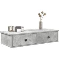 Berkfield Home Wall Shelf with Drawers Concrete Grey 80x31x17 cm Engineered Wood | Size: 80 x 31 x 17 cm