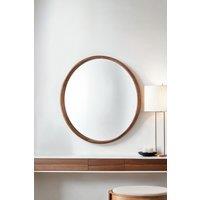 Yearn Mirrors Beaufort Walnut Round Wood Mirror