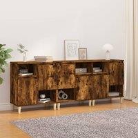 Berkfield Home Sideboards 3 pcs Smoked Oak 60x35x70 cm Engineered Wood in Brown | Size: 60 x 35 x 70 cm