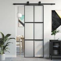 Berkfield Home Sliding Door Black 76x205 cm Tempered Glass & Aluminium