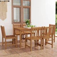 Berkfield Home 7 Piece Garden Dining Set Solid Teak Wood in Brown