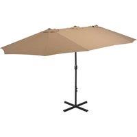 Berkfield Home Outdoor Parasol with Aluminium Pole 460x270 cm Taupe in Beige
