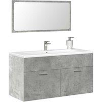Berkfield Home Bathroom Cabinet with Mirror Concrete Grey Engineered Wood