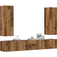 Berkfield Home 5 Piece TV Cabinet Set Wall-mounted Old Wood Engineered Wood in Brown