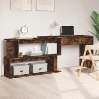 Berkfield Home Corner Desk Smoked Oak 200x50x76 cm Engineered Wood in Brown | Size: 200 x 50 x 76 cm