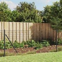 Berkfield Home Wire Mesh Fence with Spike Anchors Anthracite 1x10 m in Black