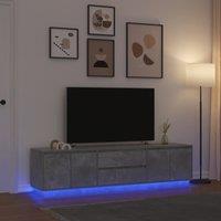 Berkfield Home TV Cabinet with LED Lights Concrete Grey 193.5x41x50 cm