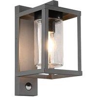 Netlighting Lunga Modern Outdoor Wall Lantern Anthracite IP44 with PIR UK Stock in Black