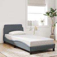 Berkfield Home Bed Frame without Mattress Dark Grey 90x190 cm Single Velvet