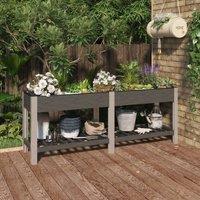 Berkfield Home Garden Raised Bed with Shelf Grey 200x50x75 cm WPC | Size: 200 x 50 x 75 cm