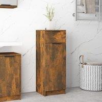 Berkfield Home Bathroom Cabinet Smoked Oak 32x34x90 cm Engineered Wood in Brown | Size: 32 x 34 x 90 cm