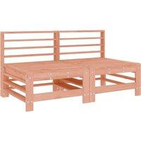 Berkfield Home Garden Middle Sofas 2 pcs Solid Wood Douglas in Brown