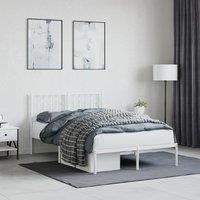 Berkfield Home Metal Bed Frame without Mattress with Headboard White 120x190cm | Size: 120x190 cm