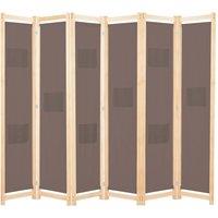 Berkfield Home 6-Panel Room Divider Brown 240x170x4 cm Fabric | Size: 240 x 170 x 4 cm
