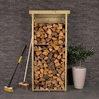 Charles Bentley Wooden Single Tall Log Store Firewood Garden Storage Unit in Brown