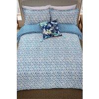 English Heritage 'St John's Trellis' Cotton Duvet Cover Set in Blue | Size: Single