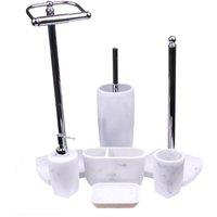 Showerdrape Octavia White Marble & Chrome 7 Piece Bathroom Accessory Set