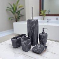 Showerdrape Octavia Grey Marble & Chrome 5 Piece Bathroom Accessory Set