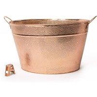 BarCraft 2pc Champagne Ice Bucket Set with Large Copper Ice Bucket & Stainless Steel Bottle Stopper in Brown