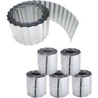 Primrose Galvanised Lawn Edging Rust Proof Wavy Roll 10m Rolls in Silver | Size: 10 Pack