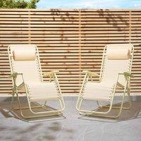 VonHaus Verona Set of 2 Textilene Folding Garden Zero Gravity Chairs in Yellow | Size: 2 Pack