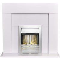 Adam Fires & Fireplaces Adam Miami Fireplace in Pure White with Helios Electric Fire in Brushed Steel, 48 Inch in Grey