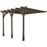 Rutland County Garden Furniture Ltd Wall Mounted Premium Pergola 3 Posts, L360 x W600 x H270 cm, Green in Brown