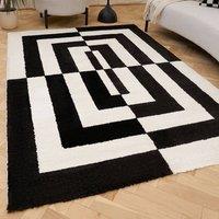 THE RUGS Joli Geometric Soft & Dense Pile Living Room & Bedroom Rug in Black | Size: 120 cm x 170 cm