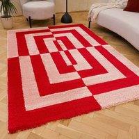 THE RUGS Joli Geometric Soft & Dense Pile Living Room & Bedroom Rug in Pink | Size: 120 cm x 170 cm