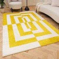 THE RUGS Joli Geometric Soft & Dense Pile Living Room & Bedroom Rug in Yellow | Size: 200 cm x 290 cm