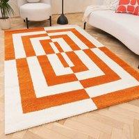 THE RUGS Joli Geometric Soft & Dense Pile Living Room & Bedroom Rug in Orange | Size: 160 cm x 230 cm